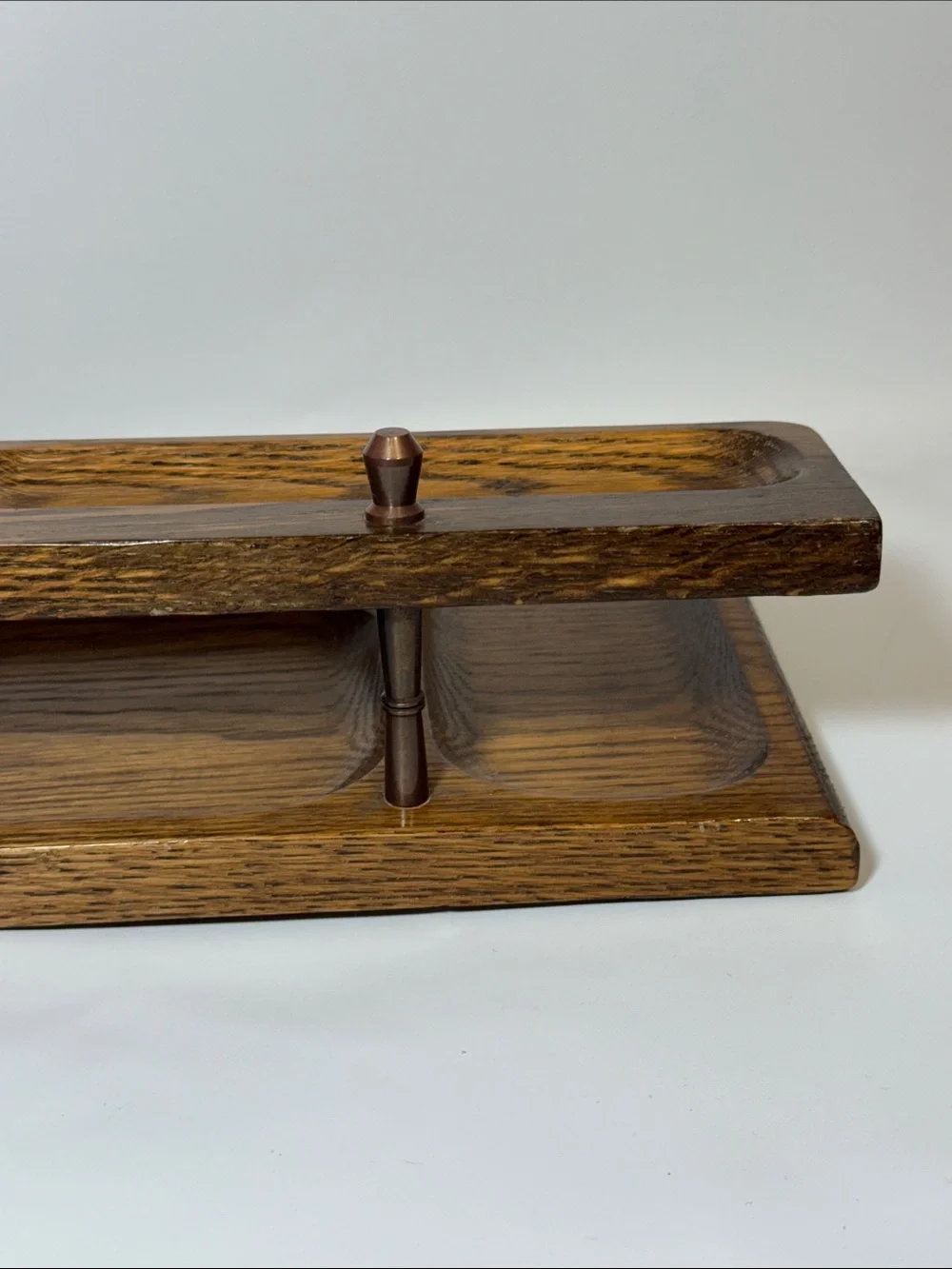 Vintage Mid-Century Modern (MCM) 2-Tier Wooden Dresser Valet Tray Organizer